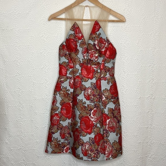 Topshop Women’s Metallic Floral Print Sleeveless Mini Dress Size 4 NWT - Picture 14 of 14